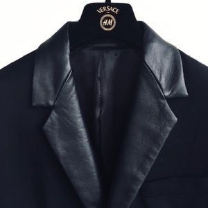 Rare Versace for H&M Wool and Leather mid length coat. Men’s 36R (small).